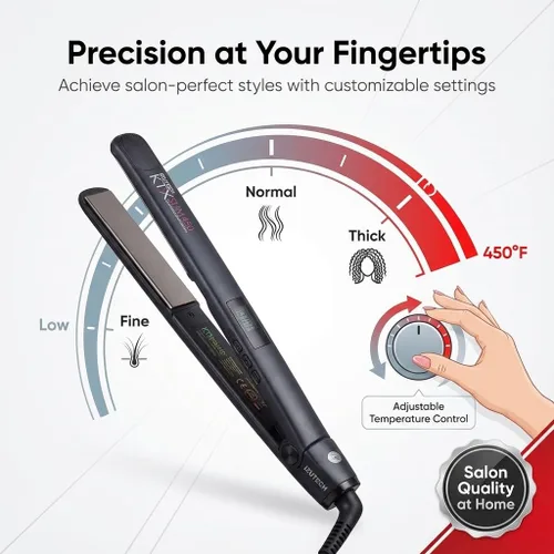Miniatura 5 de IZUTECH KTX Slim450 Titanium - Plancha plana profesional de 1 pulgada con calor ajustable a 450 grados de doble voltaje apagado automático
