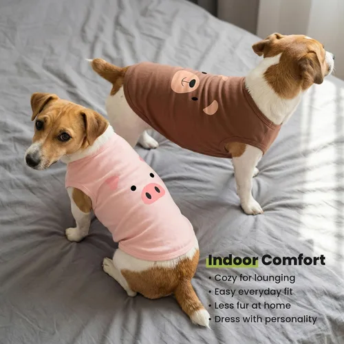Miniatura 7 de Fitwarm Paquete de 3 camisas para perro con diseño de oso y león, ropa divertida para perros pequeños, niños y niñas, traje de verano para mascotas