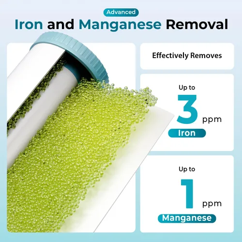 Miniatura 2 de iSpring Sistema de filtro de agua para toda la casa, reduce hierro, manganeso, cloro, sedimentos, sabor y olor, filtro de hierro de 3 etapas