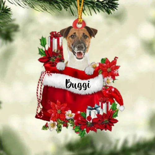 Miniatura 160 de Perro Akita Inu personalizado en bolsa de regalo, adorno de Navidad, nombre personalizado, regalo para amantes de los perros, familia, Navidad