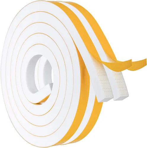 Miniatura 27 de Burlete de cinta de espuma autoadhesiva blanca para puertas y ventanas de 1 pulgada × 3/4 pulgada × 13 pies, tira de sellado de espuma de alta Blanco