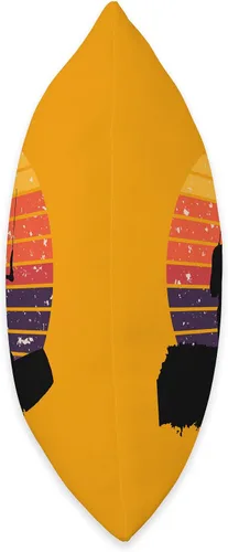 Miniatura 2 de Kitesurf Gifts and Surf Lover Tees by taiche Kitesurfer Surfing The Wave Artistic Silhouette Retro Sunset Throw Pillow, 18x18, Multicolor