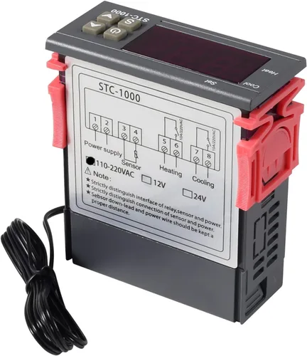 Miniatura 5 de UMLIFE 2 Pack STC-1000 10A DC 12V Controlador de temperatura digital LED, termostato con interruptor de control, 2 salidas de relé y sensores