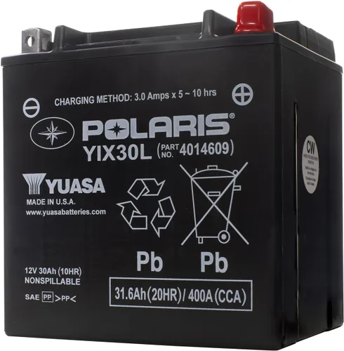 Polaris 12V 30Ah Batería sellada recargable AGM para modelos específicos de Sportsman, Scrambler, ACE, RANGER, RZR, moto de nieve, Slingshot,