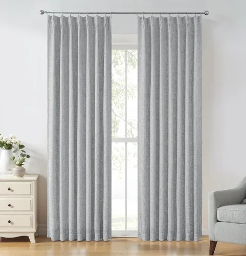 Miniatura 39 de Central Park Paneles de cortinas plisadas opacas con textura de lino, con aislamiento térmico y pestaña trasera, para sala de estar o dormitorio