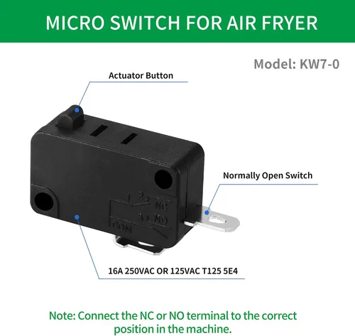 Miniatura 5 de Microinterruptor KW7-0, repuesto para freidora de aire XL, Power XL, Vortex, microinterruptores para horno microondas y cocina de inducción
