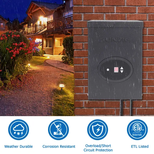 Miniatura 4 de SUNVIE Transformador de bajo voltaje de 300 W para iluminación de paisaje con temporizador y sensor de fotocélula fuente de alimentación impermeable