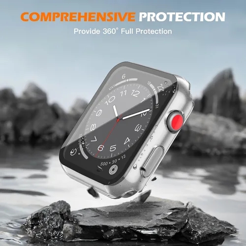 Miniatura 9 de Misxi Paquete de 2 fundas impermeables con botón diseñadas para Apple Watch Series 3 Series 2 de 38mm, funda rígida de policarbonato anticaídas