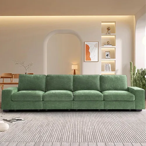 Miniatura 11 de TEKAMON Sofá Modular de 100" con Almacenamiento en los Asientos, Cómodo Sofá de Tela Chenilla de 3 Plazas para Sala de Estar, Oficina, Apartamento