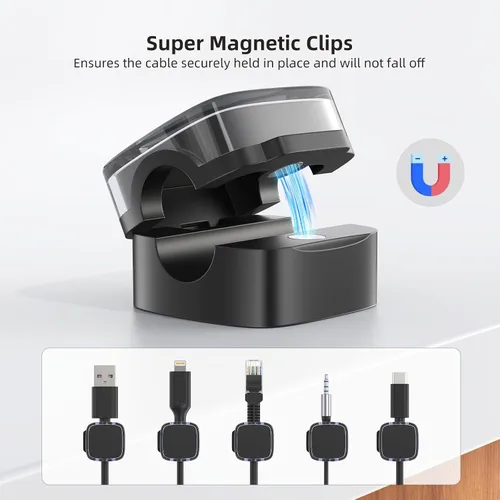 Miniatura 5 de Clips magnéticos para cable, paquete de 6 organizador de cables soporte para accesorios de escritorio y oficina, soporte para cables para ocultar