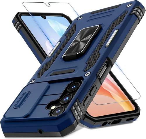 Miniatura 20 de DEERLAMN Funda para Samsung Galaxy A14 5G con Cubierta Deslizante para Cámara + Protector de Pantalla (2 Paquetes), Soporte de Anillo Giratorio