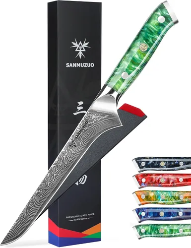 Miniatura 7 de Cuchillo de filete de 7 pulgadas, VG10 Damasco cuchillo para deshuesar peces con mango de resina - Serie Xuan (azul zafiro)