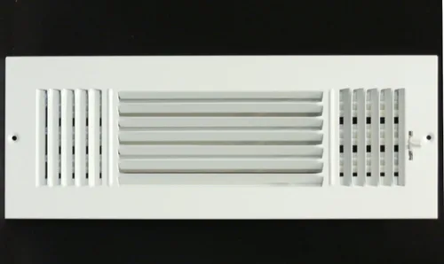 Miniatura 29 de Rejilla de suministro de aire de 3 vías de 10 pulgadas x 6 pulgadas - Tapa de ventilación y difusor - Cara plana estampada - Blanco.