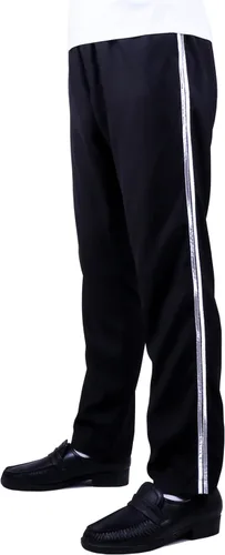 Miniatura 2 de Pantalones de disfraz negros con rayas plateadas, pantalones retro de los años 80 para escenario, fiesta y actuación