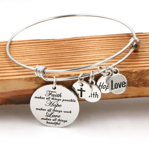 Miniatura 2 de Pulsera expandible para mujer, inspiradora, regalo de cumpleaños, acero inoxidable, joyería