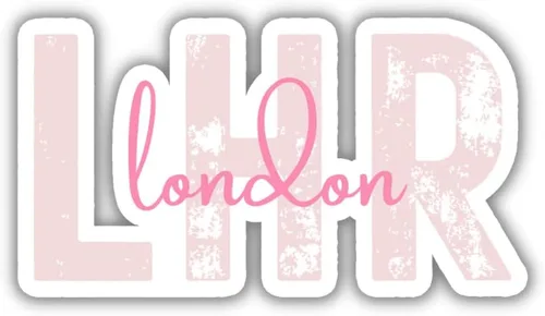 LHR London Heathrow Airport Code Travel Sticker, Multiple Colors, Vinyl Laptop Water Bottle Planner Journal, Places I've Been, Luggage Decal (Pink)