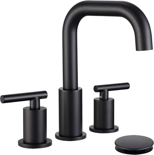 Miniatura 9 de Grifo de baño de 8 pulgadas de extensión amplia, 2 manijas 3 orificios, grifo de baño cromado con desagüe de lavabo y manguera de suministro de Cromo