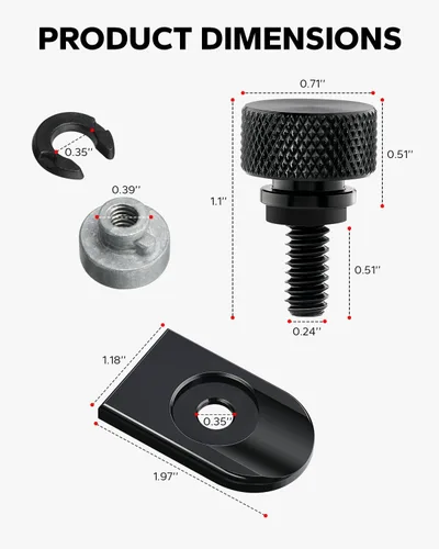Miniatura 7 de Amazicha Kit de tornillos de asiento trasero de aluminio negro para perno de asiento trasero de 1/4 "-20 roscas compatible con Harley Davidson