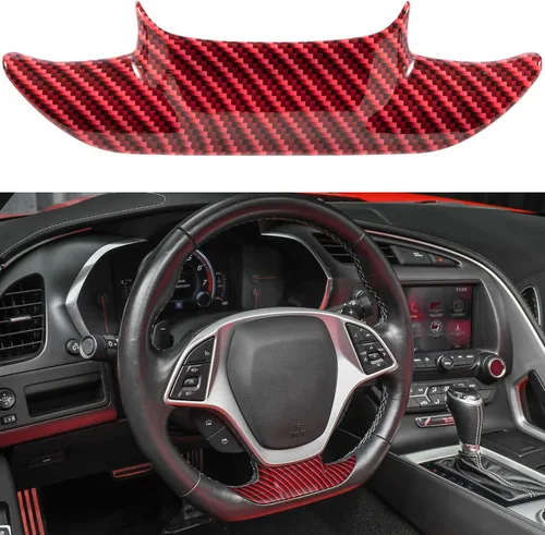 Miniatura 9 de Cubierta de volante con aspecto de fibra de carbono, cubierta de moldura para Chevrolet Corvette C7 Z06 Z51 ZR1 Stingray Grand Sport 2014 2015 2016