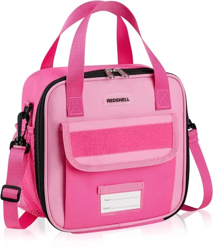 Miniatura 14 de REDSHELL Lonchera táctica para niños, bolsa de almuerzo aislada grande para niñas, lonchera cuadrada para niños, lonchera cuadrada para niños, Rosa
