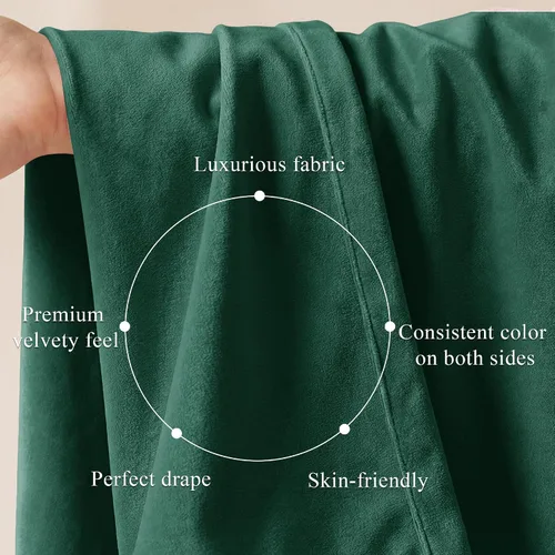 Miniatura 4 de StangH Cortinas de Terciopelo Verde Esmeralda de 96 Pulgadas - Cortinas Opacas de Terciopelo de Lujo Súper Suaves, Elegante Cobertura de Ventana
