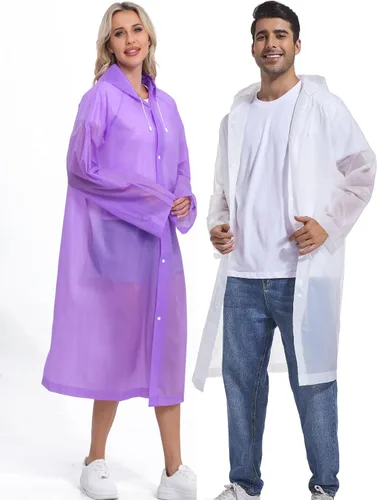 Miniatura 19 de 2 abrigos de lluvia de Borogo para adultos, chaquetas de lluvia reutilizables para hombres y mujeres