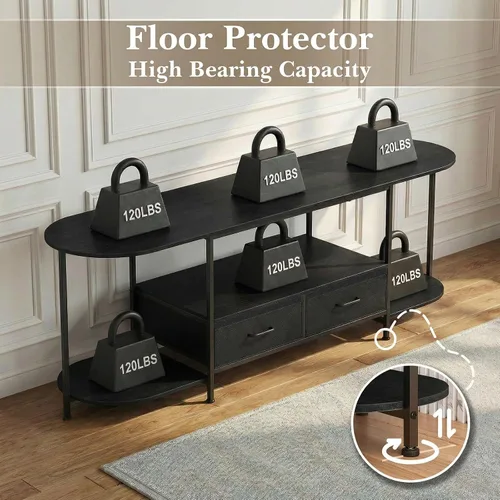 Miniatura 9 de Faesun Soporte de TV de 55 pulgadas para televisores de hasta 55 pulgadas, consola multimedia de borde curvado y centro de entretenimiento con 2