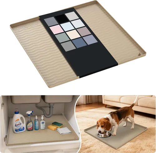 Miniatura 35 de URMONA Tapete de silicona impermeable para debajo del fregadero, 34 x 22 pulgadas, forro para estante de cocina y baño, protector de gabinetes