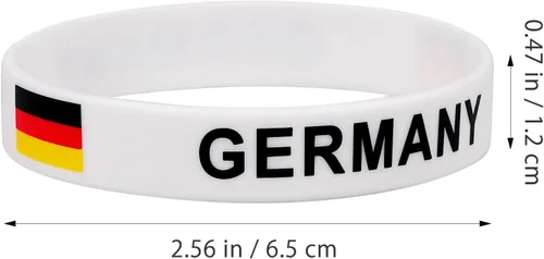 Miniatura 4 de EXCEART Pulsera de silicona impresa con la bandera de Alemania para fanáticos de los deportes, cómoda talla única, ideal para partidos de fútbol