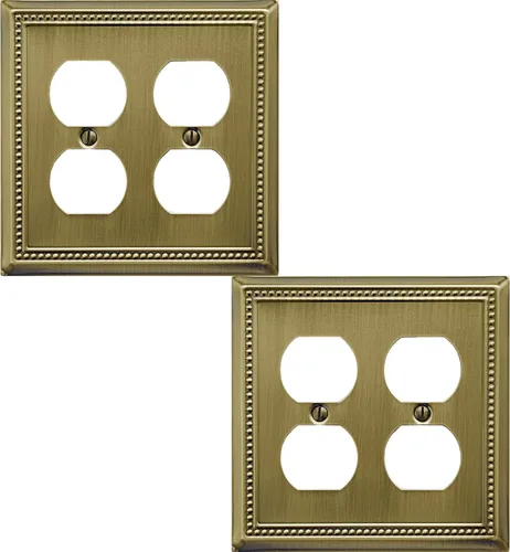Miniatura 46 de OKAWYC Cubierta de Interruptor de Luz de Tomacorriente Dúplex Individual Belaire de Metal con Cuentas para Pared, Paquete de 4 Latón Antiguo 1 Gang