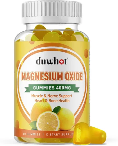 Gomitas de óxido de magnesio de 400 mg, suplemento masticable de óxido de magnesio para adultos y niños, apoyo nervioso, muscular, óseo y cardíaco,