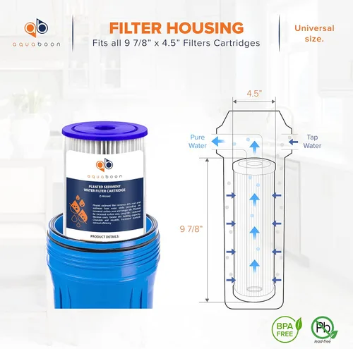 Miniatura 2 de Aquaboon, cartucho de filtro de agua para sedimentos plegados de 5 micrones, 10 x 4.5 - Reemplazo de filtro de agua para toda la casa - Filtros