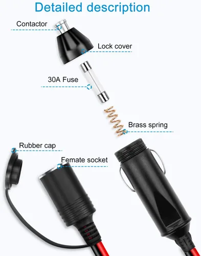 Miniatura 7 de ALITOVE Convertidor de CA a CC de 110 V a 12 V 20.8 A 250 W con enchufe para encendedor de cigarrillos de automóvil y cable de extensión