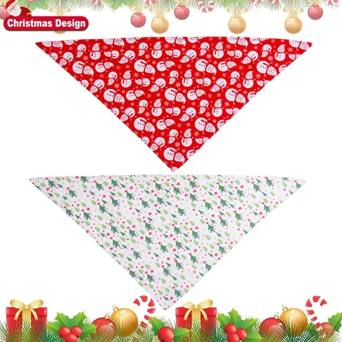 Miniatura 5 de ADOGGYGO Paquete de 4 Pañuelos de Navidad para Perros, Bufanda Triangular de Mascota, Baberos Triangulares, Conjunto de Pañuelos, Accesorios