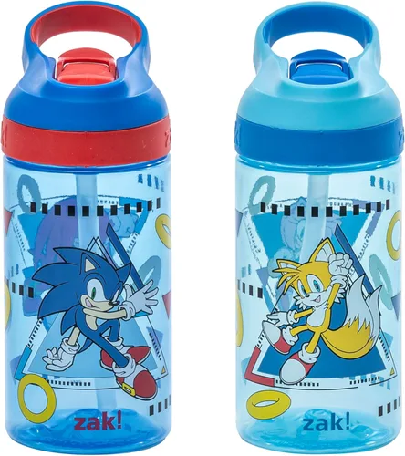 Miniatura 10 de Zak Designs Minecraft - Botella de agua para niños con popote y asa de transporte integrado, hecha de plástico, diseños de botellas de agua a prueba