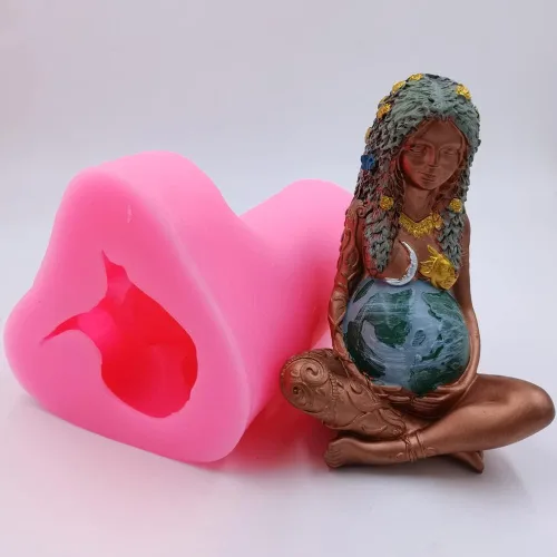 Miniatura 4 de Molde de vela Gaia de gran tamaño, moldes de silicona para velas de la madre de la tierra, molde de bricolaje Gaia para velas decoradas, molde
