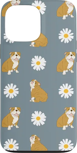 Miniatura 24 de Funda para iPhone 11 Pro English Bulldog and Daisy Flower Pattern Dusty Blue