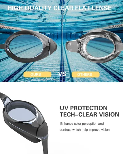 Miniatura 2 de Gafas de natación, paquete de 2 gafas de natación para hombres, mujeres, adultos, jóvenes, antivaho y sin fugas, visión clara, protección UV