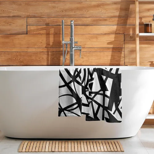 Miniatura 7 de Giwawa Toallas de mano en blanco y negro – Juego de 2 toallas de baño decorativas para baño, cocina, gimnasio, 14 x 28 pulgadas
