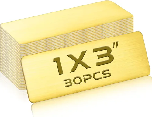 Miniatura 16 de Therwen 30 Piezas Placas de Nombre Grabadas con Láser de Acero Inoxidable Cepillado Placa Personalizada Placa en Blanco Etiqueta de Nombre Negro