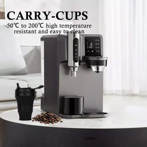 Miniatura 7 de Taza de Café de Silicona con Pajita y Tapa, Tazas Plegables para Viajar, 20oz, Taza de Agua Plegable Ligera para Picnic, Senderismo, Camping, Negro