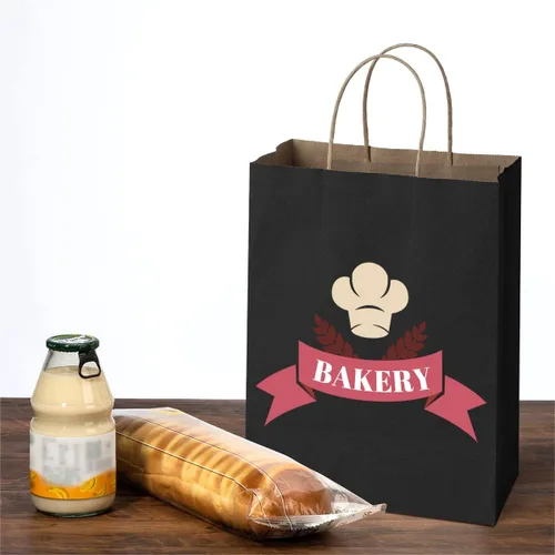 Miniatura 6 de Poever Bolsas de papel kraft negras con asas de 5 x 3 x 8 y 8 x 4 x 10 y 10 x 5 x 13 pulgadas, 30 unidades, bolsas de regalo, bolsas de compras