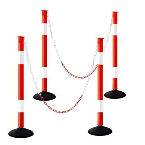 Miniatura 9 de Puesto delineador de tráfico con base ponderada y collares reflectantes, conos de estacionamiento ajustables con cadenas de 4 pies, poste de barrera