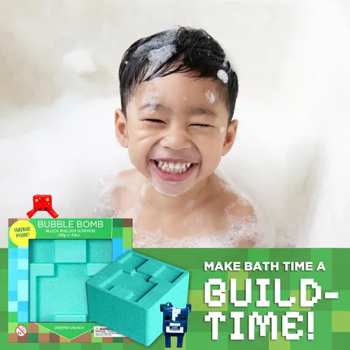 Miniatura 4 de TNT Creeper - Bomba de baño para niños con figura sorpresa de constructor de bloques en el interior (paquete de 1) - Bomba de mina de burbujas