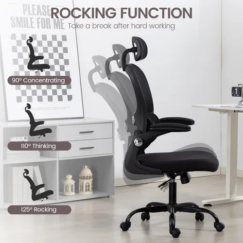 Miniatura 5 de Yilaywain - Silla ergonómica de oficina, silla de escritorio para oficina en casa con reposacabezas ajustable, silla de computadora de respaldo alto