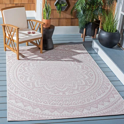 Miniatura 99 de SAFAVIEH Alfombra lavable para exteriores, colección Courtyard - Pasillo de 2.3 x 8 pies, color beige claro y marrón claro, no desprende pelusa