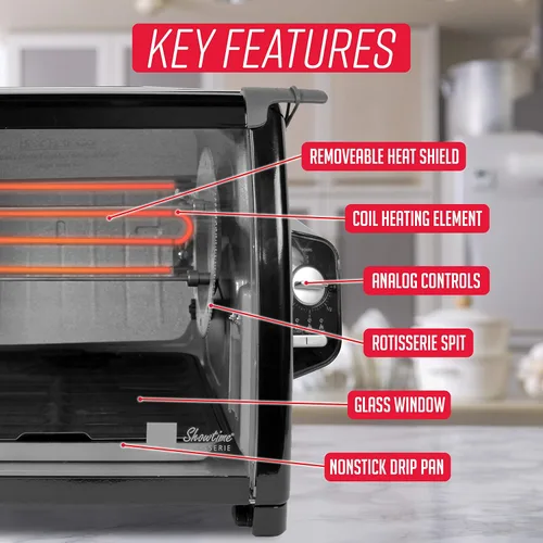 Miniatura 4 de Ronco Showtime Asador y horno de barbacoa de gran capacidad, edición moderna, controles de interruptor simples, amarre de puerta de silicona