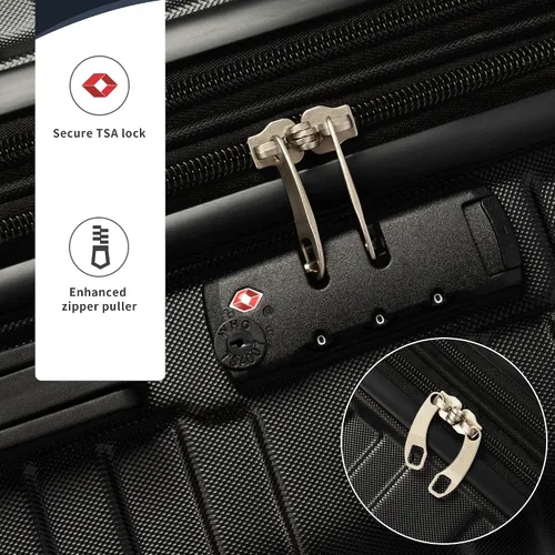 Miniatura 5 de Merax Maleta giratoria rígida con cerradura TSA expandible y ligera maleta de 20 pulgadas, 24 pulgadas, 28 pulgadas disponible.., Negro