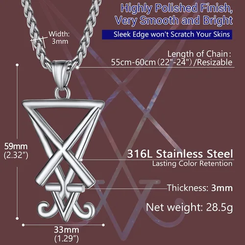 Miniatura 56 de PROSTEEL Satanic Jewelry Upside Down Cross Necklace for Men Women, 316L Stainless Steel/925 Sterling Silver Inverted Cross/Leviathan Cross Pendant