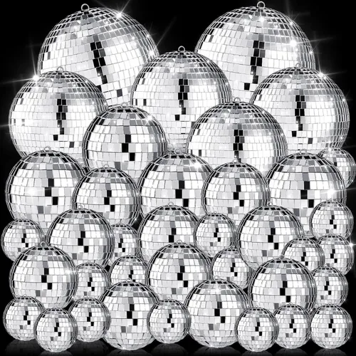 Miniatura 8 de 65 Piezas Bolas de Discoteca de Navidad Decoración Bolas de Discoteca Espejo Ornamento para Árbol de Navidad Tamaño Variado Bolas Plateadas